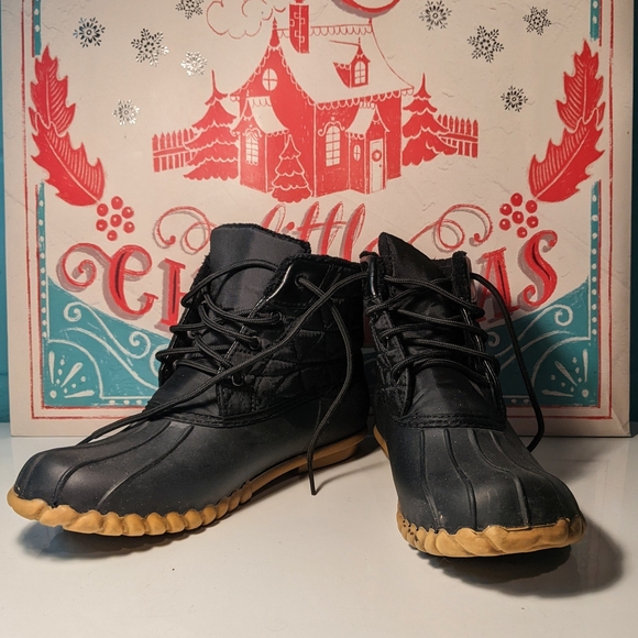 Henry Ferrera Shoes - Henry Ferrera Women's Quilted Black Winter Duck Boots Size 9